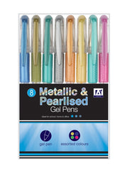 A Star Metallic & Pearlised Gel Pens Pack 8