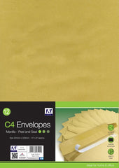 A Star Peel & Seal Envelope Manilla C4 Pack 12