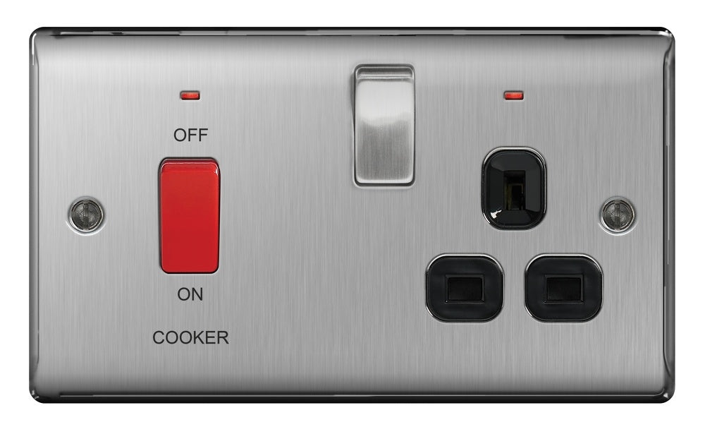 BG 45a Cooker Connection Unit Switched Black