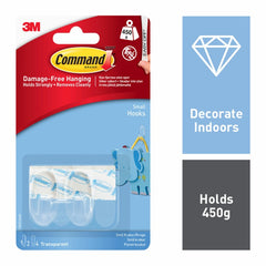 Command™ Small Clear Hooks with Clear Strips 2 Small Hooks, 4 Small Strips