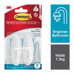 Command™ Bath Medium Designer Hooks 2 Hooks, 4 Medium Strips