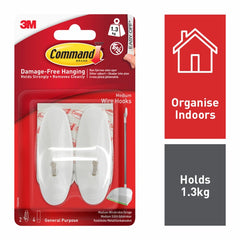 Command™ Medium Wire Hooks 2 Hooks, 4 Medium Strips