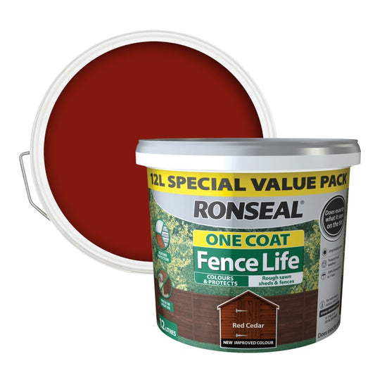 Ronseal One Coat Fence Life 12L Red Cedar