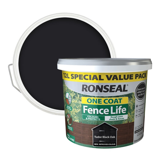 Ronseal One Coat Fence Life 12L Tudor Black Oak