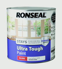 Ronseal Stays White Ultra Tough Paint 2.5L White Gloss