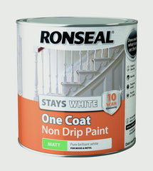 Ronseal Stays White One Coat Non Drip Paint 2.5L White Matt