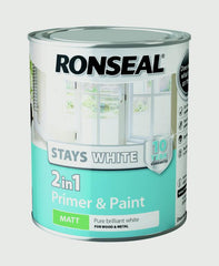 Ronseal Stays White 2in1 Primer & Paint 750ml White Matt