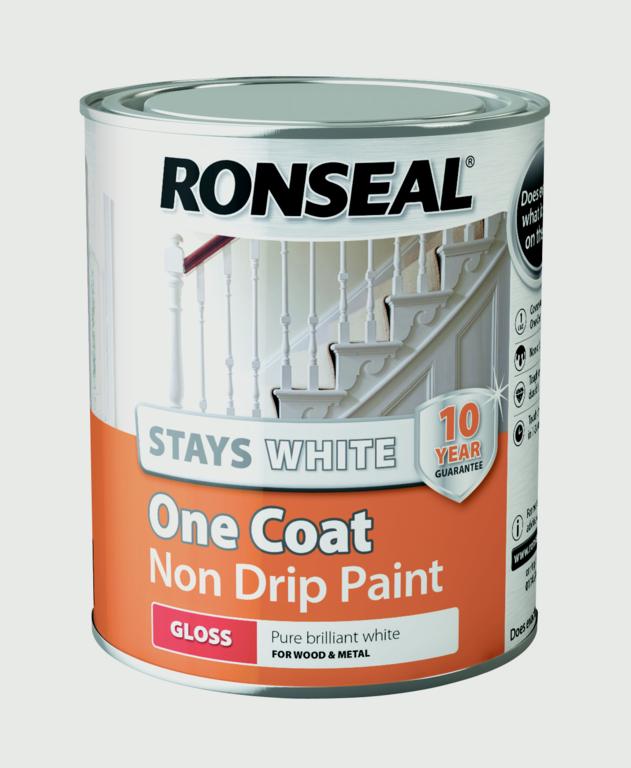 Ronseal Stays White One Coat Non Drip Paint 750ml White Gloss