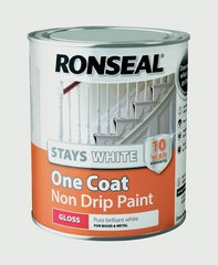 Ronseal Stays White One Coat Non Drip Paint 750ml White Gloss