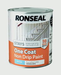 Ronseal Stays White One Coat Non Drip Paint 750ml White Gloss