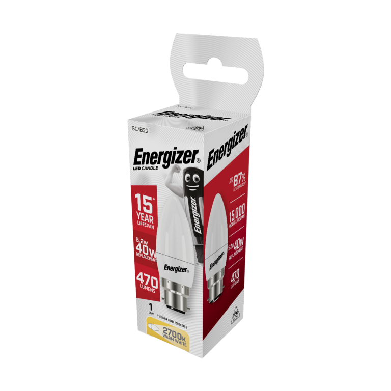 Energizer LED Candle Warm White B22 5.2w 470lm