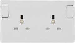 BG 2 Gang White Round Edge Single Pole Switched Socket 13a