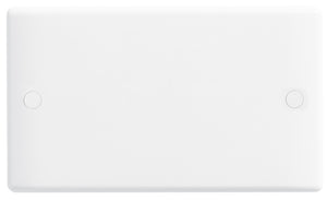 BG White Round Edge Blank Plate 2 Gang