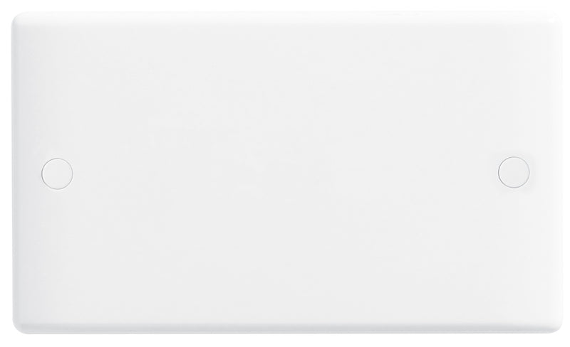 BG White Round Edge Blank Plate 2 Gang