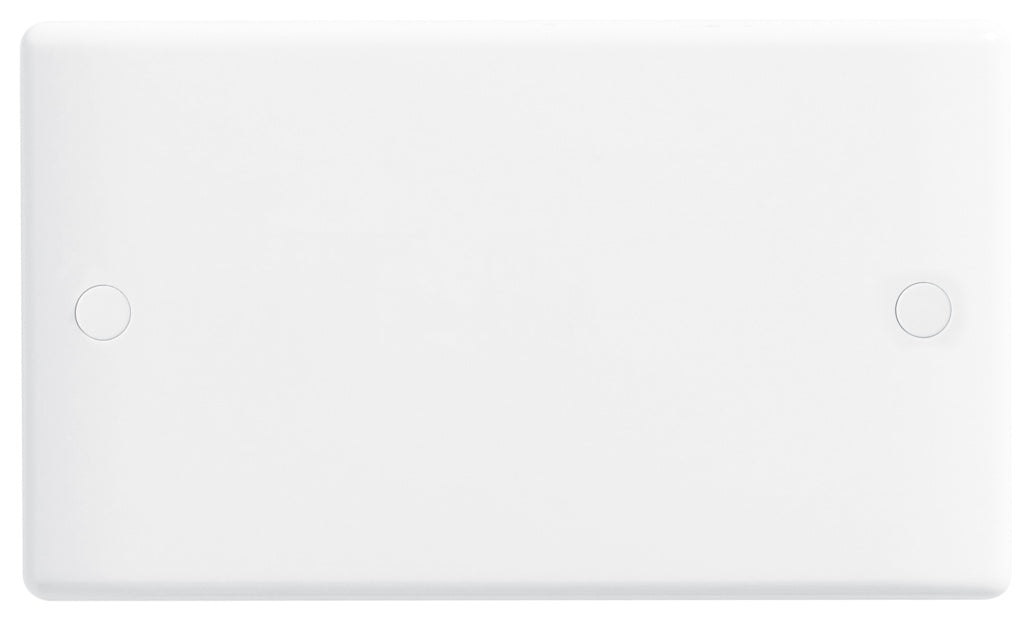 BG White Round Edge Blank Plate 2 Gang