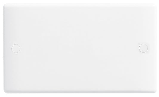 BG White Round Edge Blank Plate 2 Gang