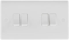 BG 2 Way White Round Edge Switch 10a 4 Gang