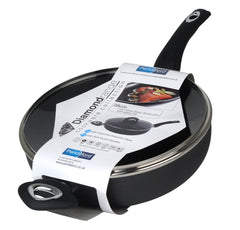 Diamond Non Stick Deep Fry Pan With Glass Lid 28cm