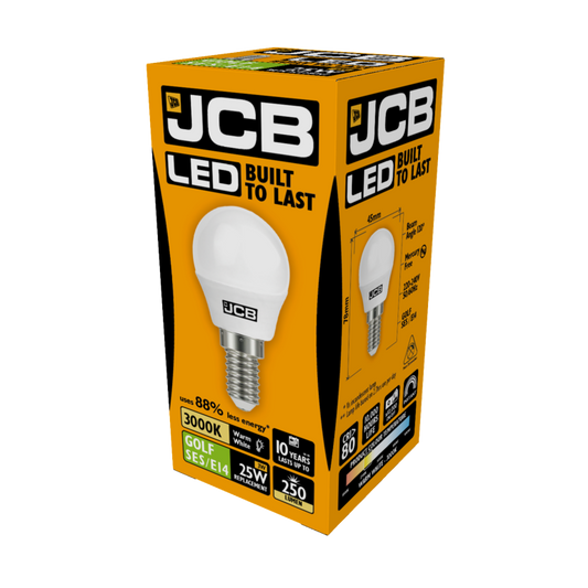 JCB LED Golf 250lm Opal 3w SES Cap E14 2700k