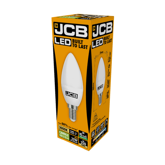 JCB LED Candle 250lm Opal 3w B22 3000k