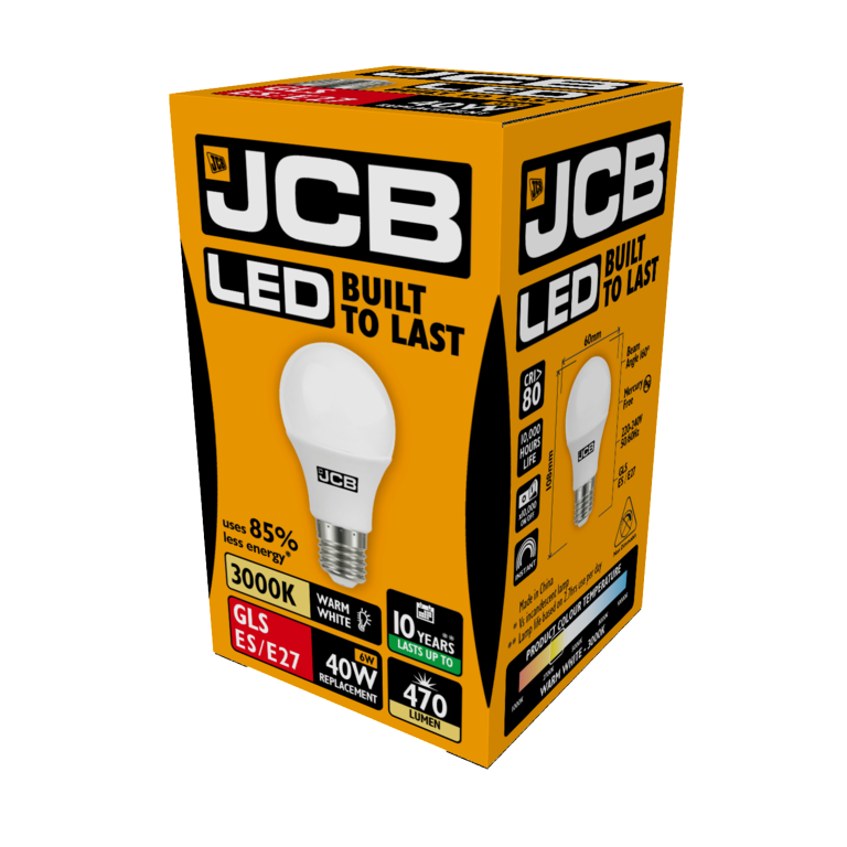 JCB LED A60 470lm Opal 6w E27 3000k