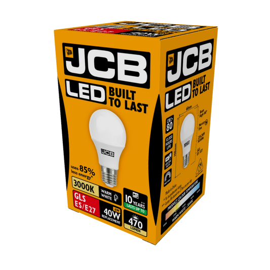 JCB LED A60 470lm Opal 6w E27 3000k