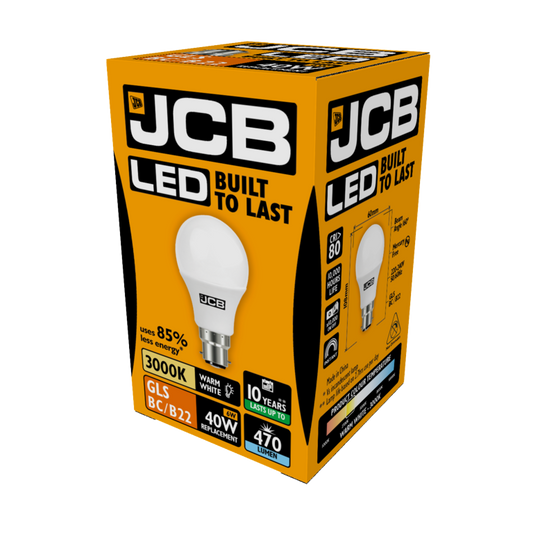 JCB LED A60 470lm Opal 6w E27 3000k