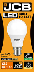 JCB LED A60 806lm Opal 10w B22 3000k