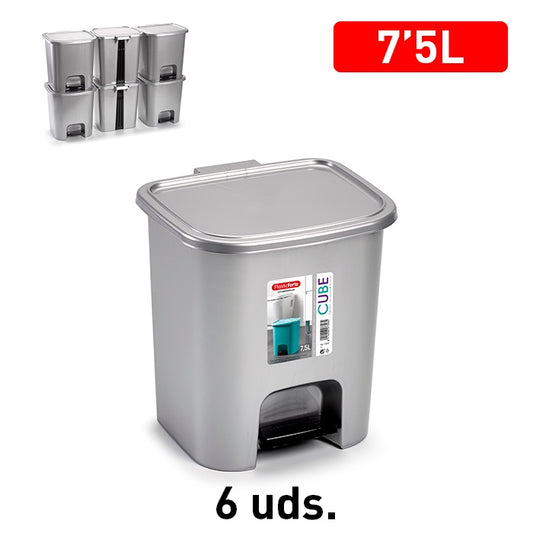 Plasticforte Pedal Bin 7.5L Silver