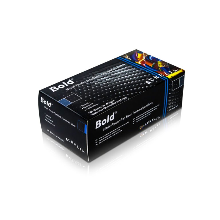 Aurelia Bold Nitrile Powder Free Black Gloves XLarge Pack 100