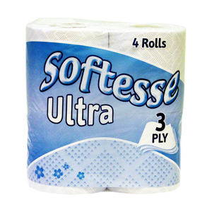 Softesse 3 Ply Ultra White Toilet Rolls 4 Pack