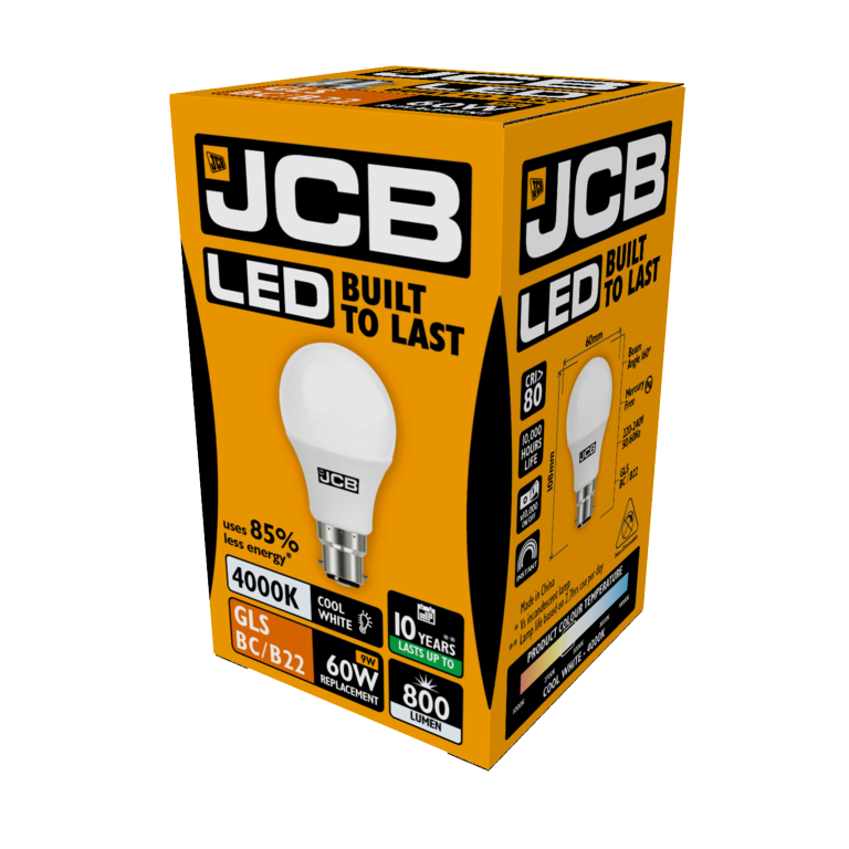 JCB LED A70 10W B22 Boxed