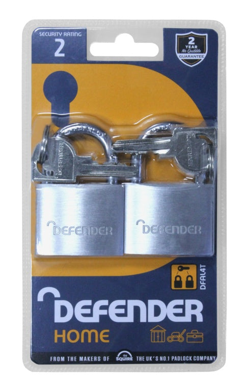 Defender Aluminium Padlock Twin Pack 40mm