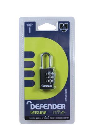 Defender Black Diecast Combi Padlock 20mm