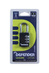 Defender Black Diecast Combi Padlock 20mm