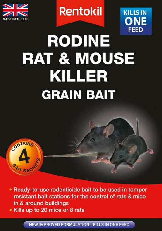 Rentokil Rodine Rat & Mouse Killer Grain Bait 6 Sachet