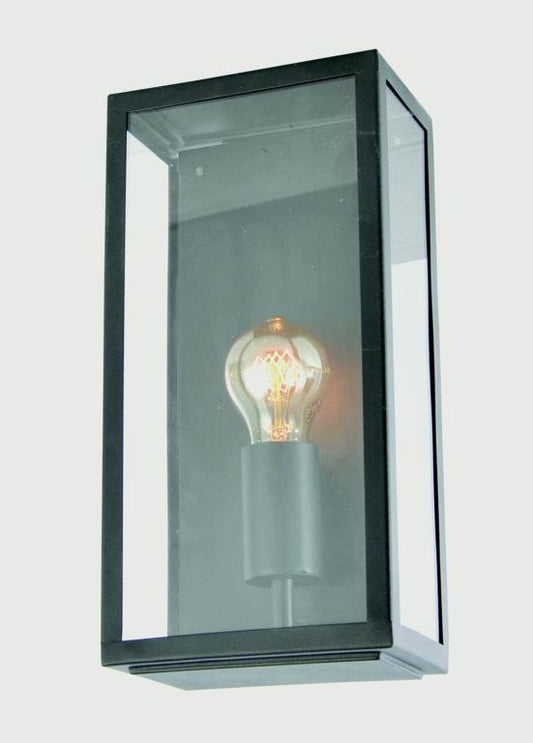 Zink Minerva Box Lantern Black Stainless Steel & Glass