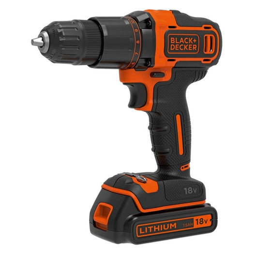 Black & Decker 18V Lithium-ion 2 Gear Hammer Drill Includes 400mA charger + 1 battery + Kitbox