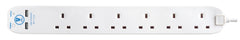 Masterplug 6 Gang Surge Extension Lead With 2 USBs 2m