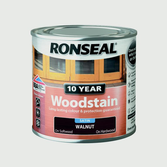 Ronseal 10 Year Woodstain Satin 250ml / Walnut