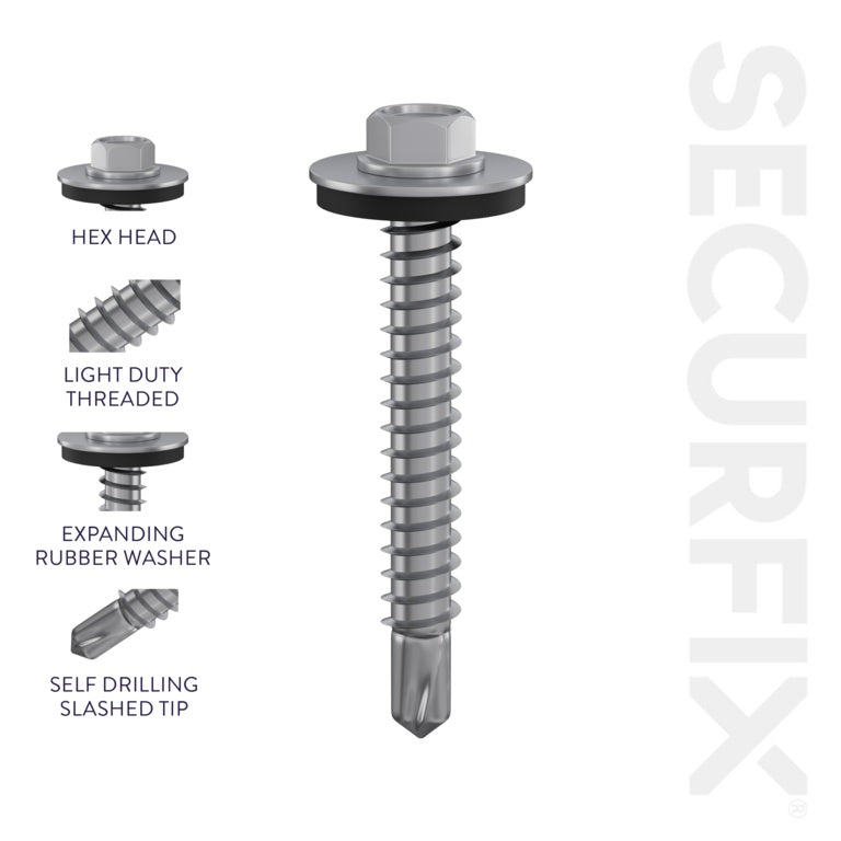 Securfix Self Drilling Roofing Screws Size: 10 x 1" (5.5 x 25mm) | Pack of 100 Screws