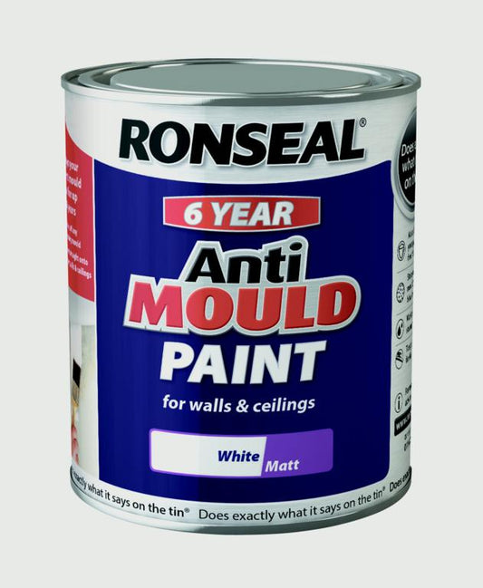 Ronseal 6 Year Anti Mould Paint 750ml White Matt