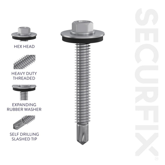 Securfix Self Drilling Roofing Screws Size: 12 x 2 3/4" (5.5 x 70mm) | Pack of 50 Screws