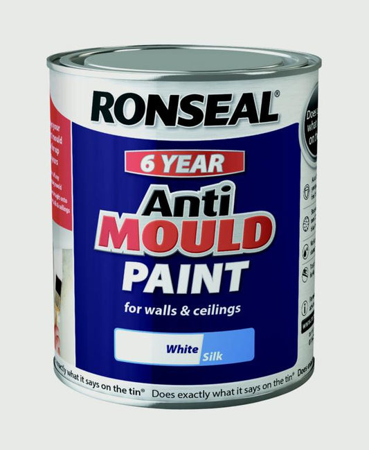Ronseal 6 Year Anti Mould Paint 750ml White Silk