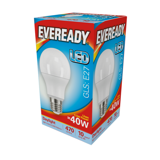 Eveready LED GLS 5.6w 480lm Daylight 6500k E27