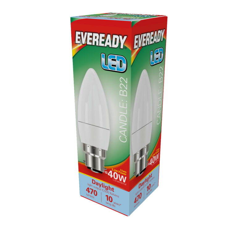 Eveready LED Candle 6W 470lm Daylight 6500k B22