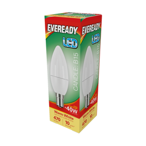Eveready LED Candle 6W 470lm Warm White 3000k B15