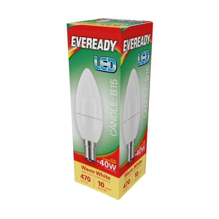 Eveready LED Candle 6W 470lm Warm White 3000k B15