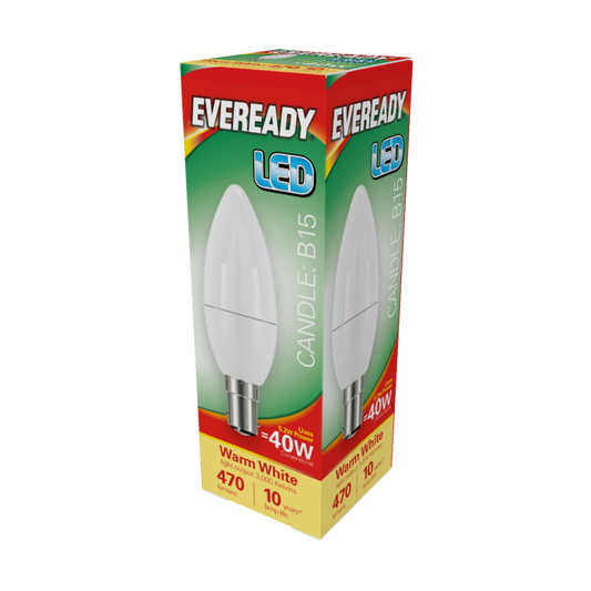 Eveready LED Candle 6W 470lm Warm White 3000k B15