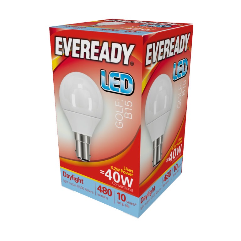 Eveready LED Golf 6w 480lm Daylight 6500k B15
